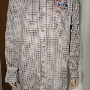 Ariat  Fr Men's Casual Button Down Shirt - White and Red Plaid Size XXL/ Ttg